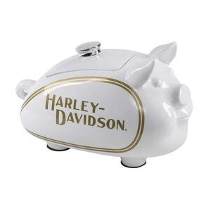 Harley Davidson Hog Classic Cookie Jar 2020 White And Gold